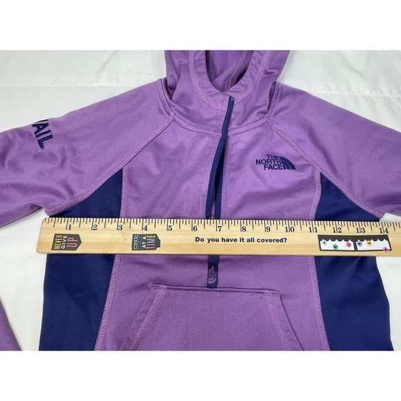 North Face Girls Hoodie 1/2 Zip Jacket XS Purple Color block Front Pocket - Picture 9 of 9